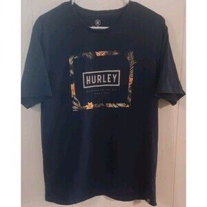 Womans Hurley T-Shirt Size Medium Blue with Logo Graphic on Tee 100% Cotton